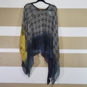 Coldwater Creek Lightweight Geometric Print Pullover Poncho